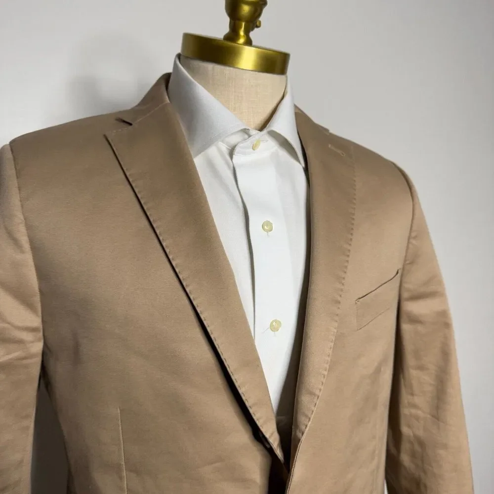 Indochino 40R Blazer‎ Sport Coat Mens Solid Brown Cotton